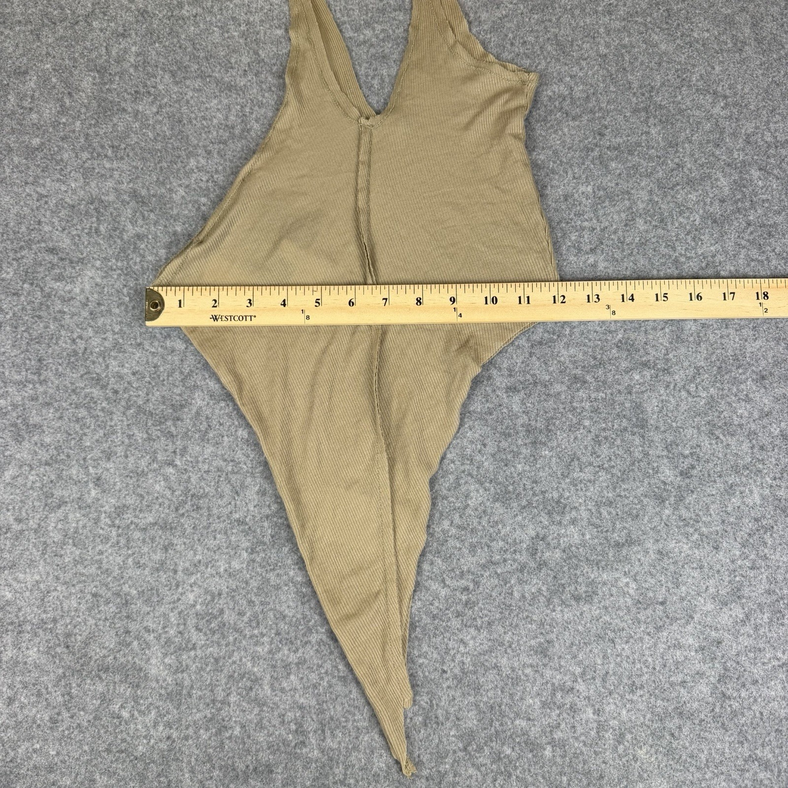 Sami Miro Vintage Asymmetric Tank Top S Nwt Taupe Tencel Eco Rib Made In Usa Tee — image 6 of 8